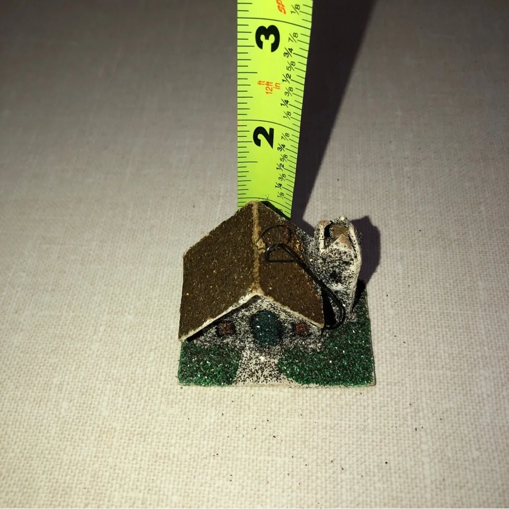 Vintage Paper‎ Cardboard Glitter Church House Christmas Tree Ornament Japan Made